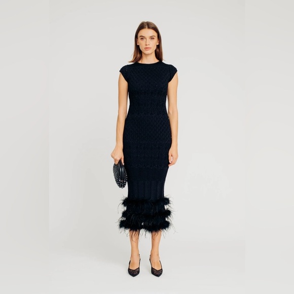 NWT Ostrich Feather Dress torn by Ronny Kobo - Picture 1 of 9